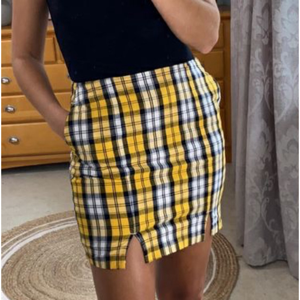 Women's Hollister Yellow Plaid Skirt Size S